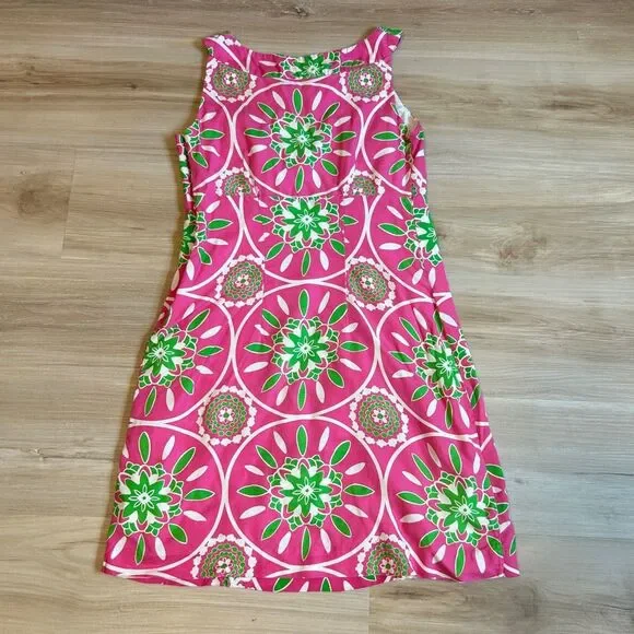 Lilly Pulitzer silk Hibiscus Pink Gather Round Jacqueline Dress Size 6 - Picture 4 of 4